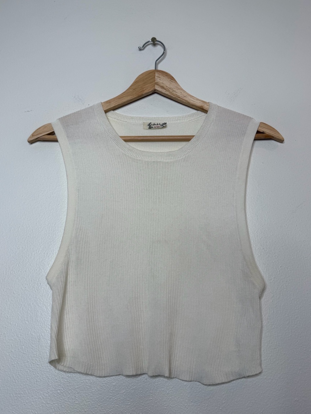Intimately Free People Sheer Ribbed Layering Muscle Tank in white medium
